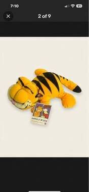 Vintage Nanco Paws Garfield Cat Plush Stuffed Animal Original Tags Laying Down